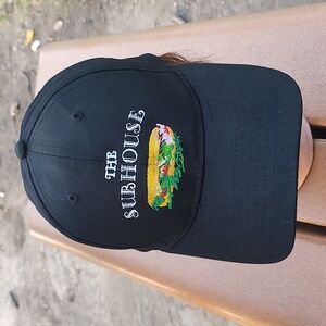 The Sun house Embroidered Sandwich Black Trucker Strap-on Hat Cap